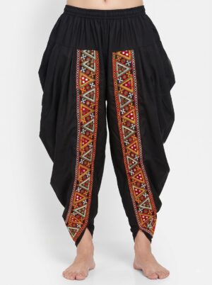 Home ahmd bhavesh garments american crape dhoti with patch work free size black 230