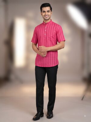 Home cotton linen stripe half sleeve short kurta 13coli cbj