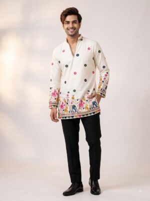 Home vinayak trader short kurta malai satin with fusing 890